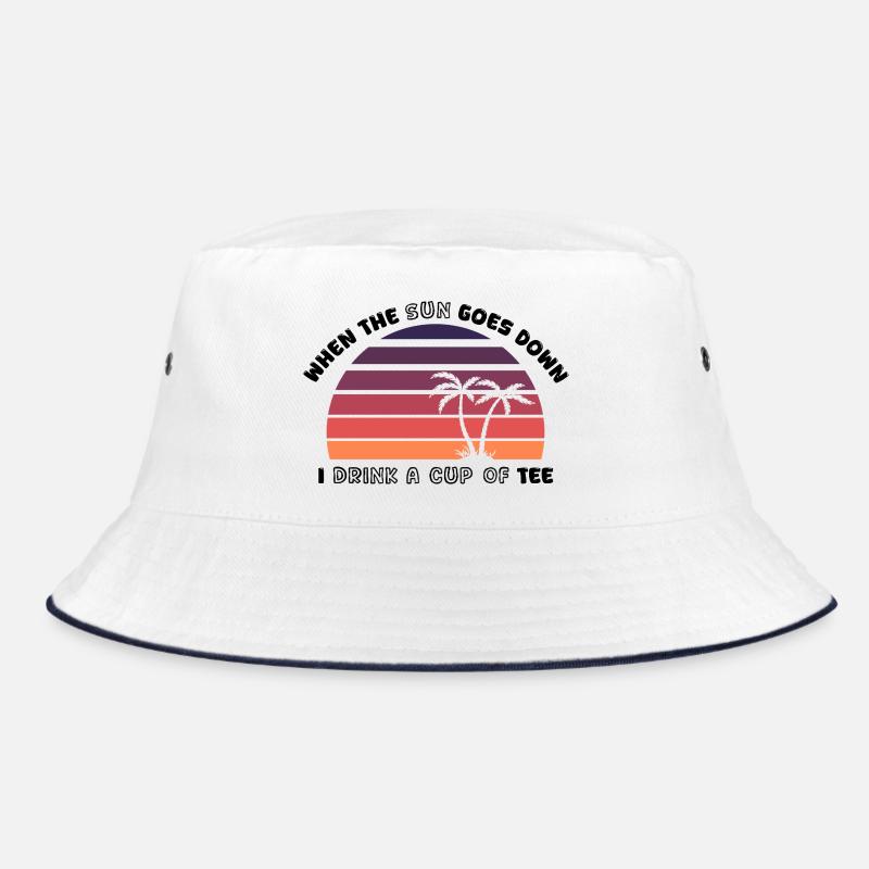 Sunset Palm Trees Retro Tee - Design Bucket Hat