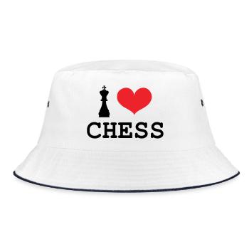 Leidenschaft Schachspiel König Liebe - Bucket Hat - Weiß/Navy - Vorne