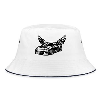 Sportwagen Symbol Auto Tuning - Bucket Hat - Weiß/Navy - Vorne