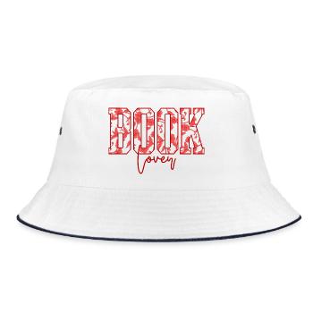 Book Lover Blumen Schrift - Bucket Hat - Weiß/Navy - Vorne