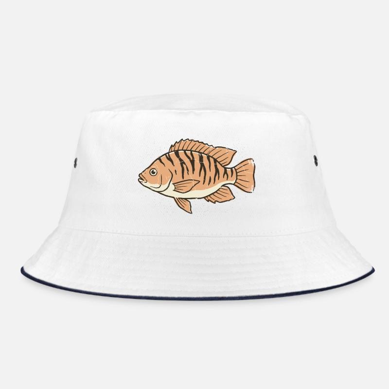 Orange Stylized Tiger Stripe Fish Bucket Hat
