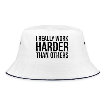 Ich arbeite wirklich härter als andere - Bucket Hat - Weiß/Navy - Vorne