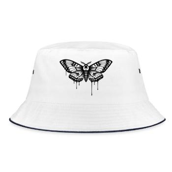 Moth Moth Tattoo - Bucket Hat - white/navy - Front