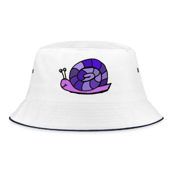 -Schnecke Cartoon Kinder Kind  - Bucket Hat - Weiß/Navy - Vorne