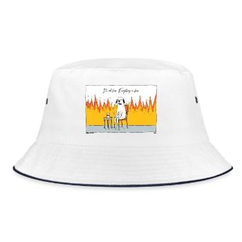 Dog in Chaos Fire - Bucket Hat - white/navy - Front