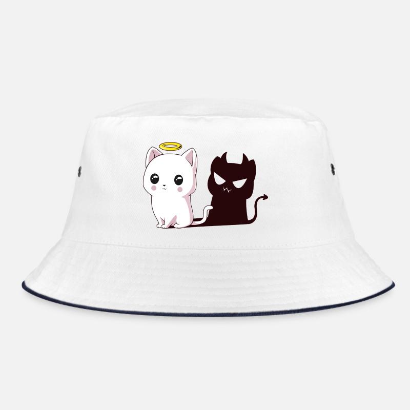Kawaii Angel Cat with Devil Shadow Bucket Hat