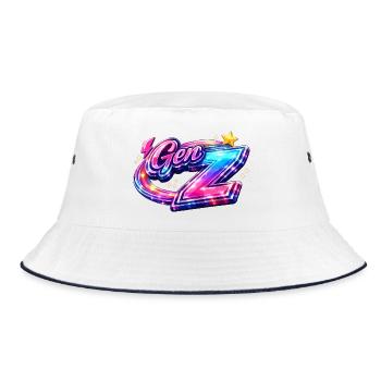 Gen Z Neon Signature - Bucket Hat - white/navy - Front