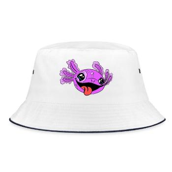 Naughty Axolotl with Tongue - Bucket Hat - white/navy - Front