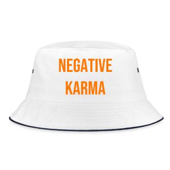 Negative Karma T-Shirt - Bucket Hat - Weiß/Navy - Vorne