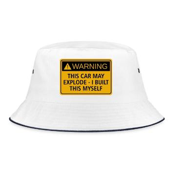 JDM sticker - this car may explode - Bucket Hat - white/navy - Front