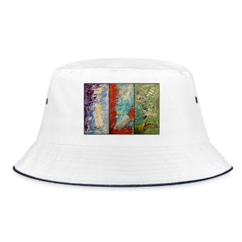 Triptychon Farbfluss - Bucket Hat - Weiß/Navy - Vorne