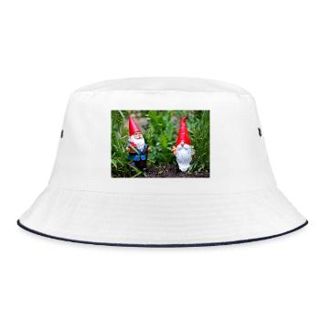 Nain de jardin dans le jardin fleuri - Bob - blanc/marine - Devant