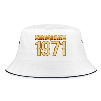 Originale Retro-Typografie von 1971 - Bucket Hat - Weiß/Navy - Vorne