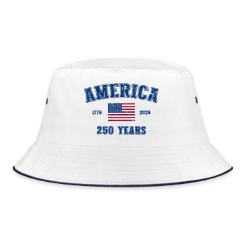 Amerika 250 Jahre Jubiläum 1776-2026 - Bucket Hat - Weiß/Navy - Vorne