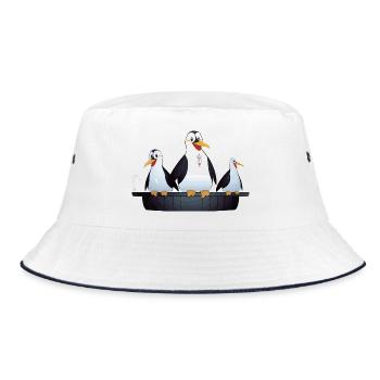 Infusion Pinguine im Bad - Bucket Hat - Weiß/Navy - Vorne