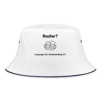 Beer Meme - Language 0% Understanding 0% - Bucket Hat - white/navy - Front