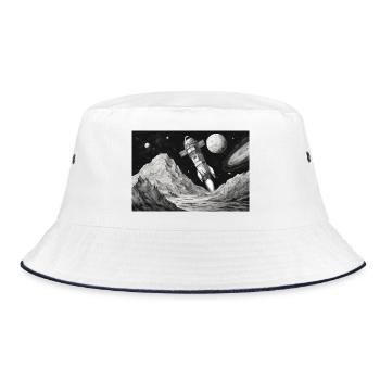 Rakete Mond All Start Abflug zukunft Mars sci-fi  - Bucket Hat - Weiß/Navy - Vorne