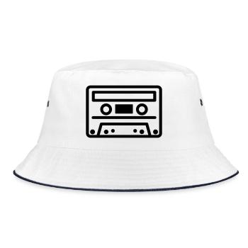 Musikkassette - Bucket Hat - Weiß/Navy - Vorne