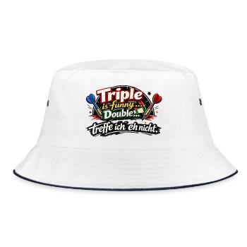 Triple ist funny, Double treffe ich nicht - Bucket Hat - Weiß/Navy - Vorne