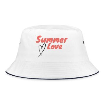 Sommerliebe Drehbuch Herz Positive Sommerenergie - Bucket Hat - Weiß/Navy - Vorne