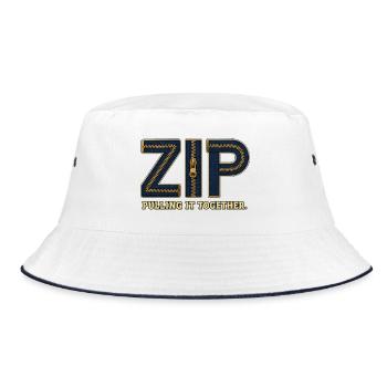 ZIP – Embrace Everything | A play on words with a castle - Bucket Hat - white/navy - Front