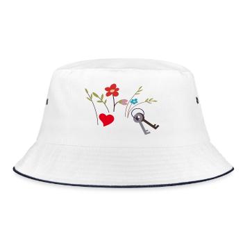at home - Bucket Hat - white/navy - Front