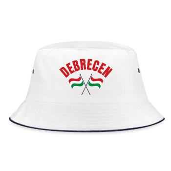 Debrecen Crossed Hungarian Flags  - Bucket Hat - white/navy - Front