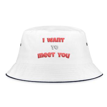 I_wanto_to_meet_you - Bucket Hat - white/navy - Front