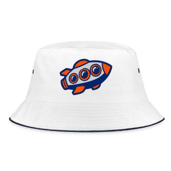 Space Rocket Illustration - Bucket Hat - white/navy - Front