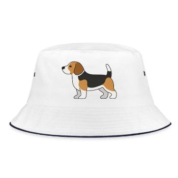 Beagle Color Block Illustration - Bucket Hat - white/navy - Front