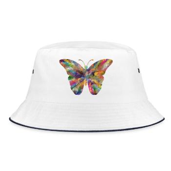 Colorful Polygon Butterfly - Bucket Hat - white/navy - Front