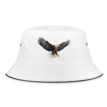 Eagle Flight Force in Flight Pose Bird Eagle Bird - Bucket Hat - white/navy - Front