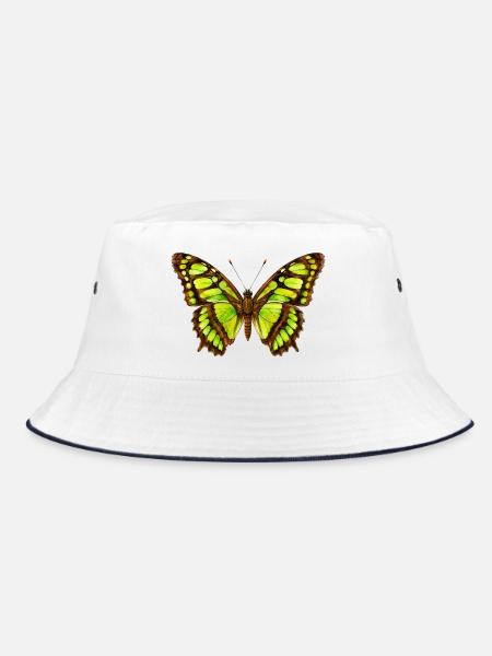 Malachit-Schmetterling Siproeta Stelenes Aquarell - Bucket Hat - Weiß/Navy