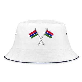 Gambische Flagge - Bucket Hat - Weiß/Navy - Vorne