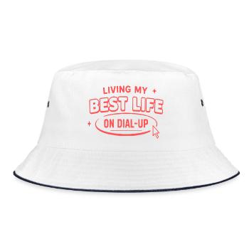 Bestes Leben im Dial-Up - Bucket Hat - Weiß/Navy - Vorne
