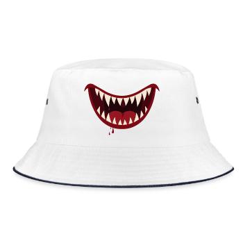 Wildes Grinsen Haibiss - Bucket Hat - Weiß/Navy - Vorne