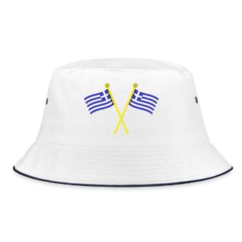 Griechische Flagge - Bucket Hat - Weiß/Navy - Vorne