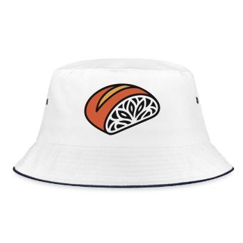 Sauerteigbrot Muster Grafik - Bucket Hat - Weiß/Navy - Vorne