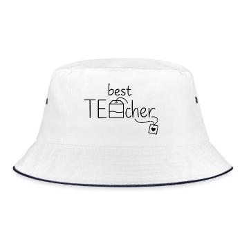  Lustiger Tee, Geschenkidee für Lehrer, Teebeutel, - Bucket Hat - Weiß/Navy - Vorne