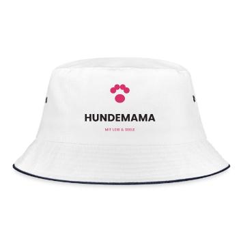 Hundemama mit Leib & Seele - Bucket Hat - Weiß/Navy - Vorne