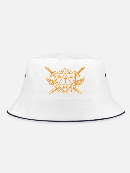 Tiwaz-Rune D20 mit Schwertern als Kämpferklasse - Bucket Hat - Weiß/Navy
