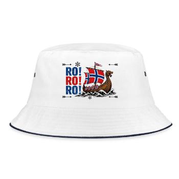  Norwegen Wikinger Langschiff RO RO RO Nordische - Bucket Hat - Weiß/Navy - Vorne