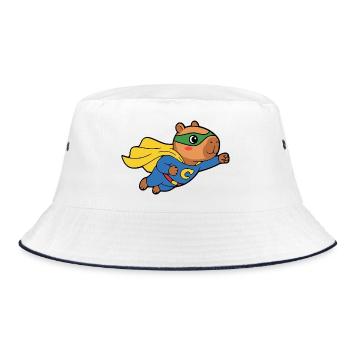 Niedliches Capybara-Superhelden-Umhang-Tierliebhaber-Geschenk - Bucket Hat - Weiß/Navy - Vorne