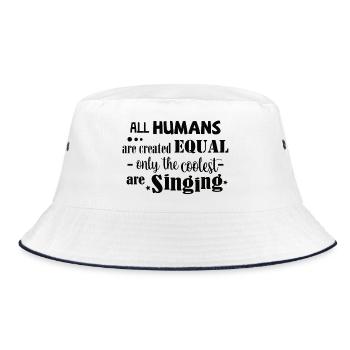 All Humans equal. Only the coolest are singing - Bucket Hat - Weiß/Navy - Vorne