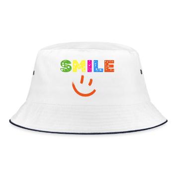 Smile Farbexplosion, Gute Laune Shirt, Statement  - Bucket Hat - Weiß/Navy - Vorne