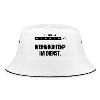 Weihnachten? Im Dienst. — Dienstplan - Bucket Hat - Weiß/Navy - Vorne