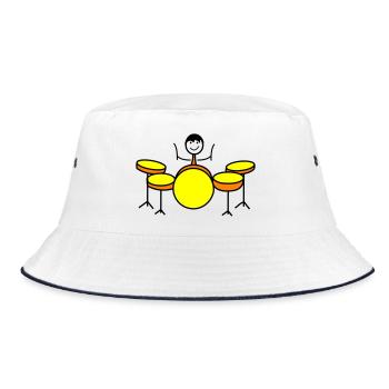 Trommel Drumset Drummer - Bucket Hat - Weiß/Navy - Vorne