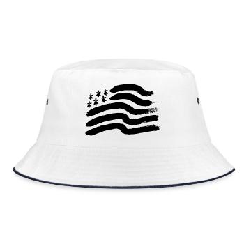 Bretonische Flagge Gwen-ha-Du - Bucket Hat - Weiß/Navy - Vorne