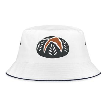 Sauerteigbrot Laib Logo - Bucket Hat - Weiß/Navy - Vorne