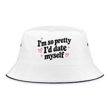 Ich bin so hübsch, dass ich mich selbst daten würde - Bucket Hat - Weiß/Navy - Vorne